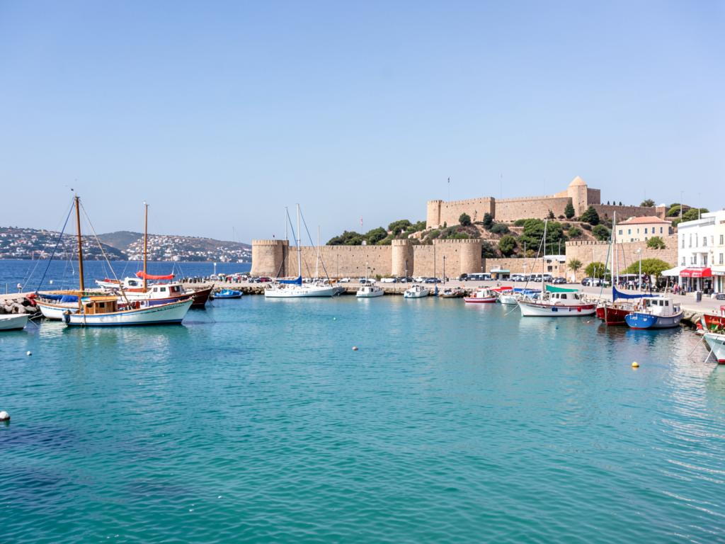 Paphos harbour with fishing boats and the medieval castle